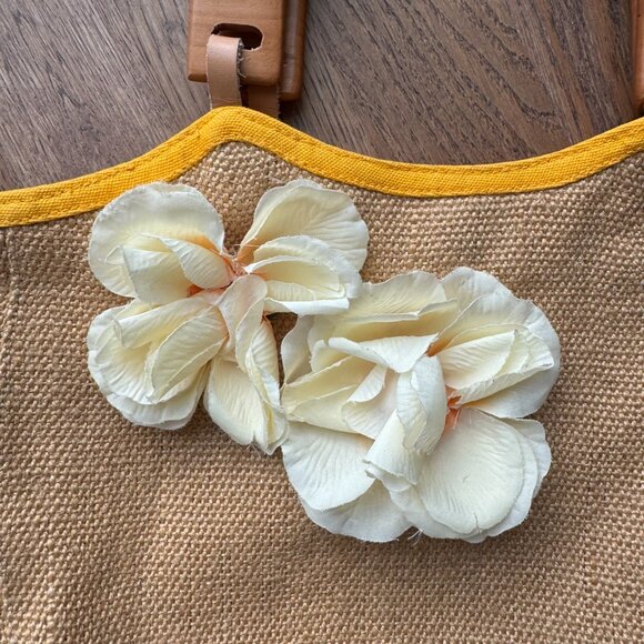 Vintage Miss Sixty Wicker Bag with Flowers & Yellow Trim - Picture 3 of 13